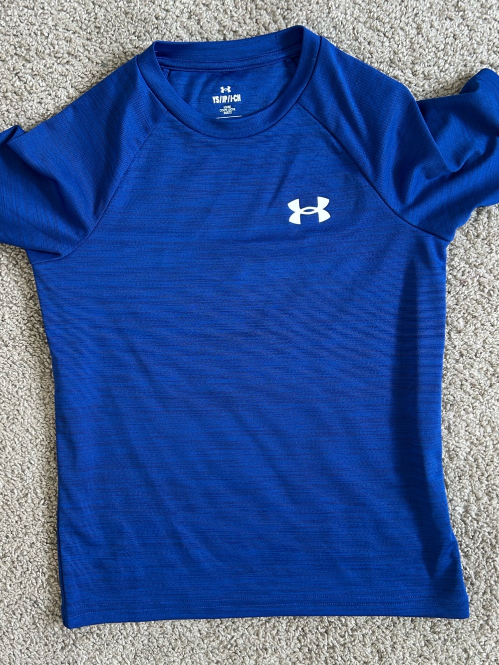 Boy Under Armour Blue Performance Tee with White Logo